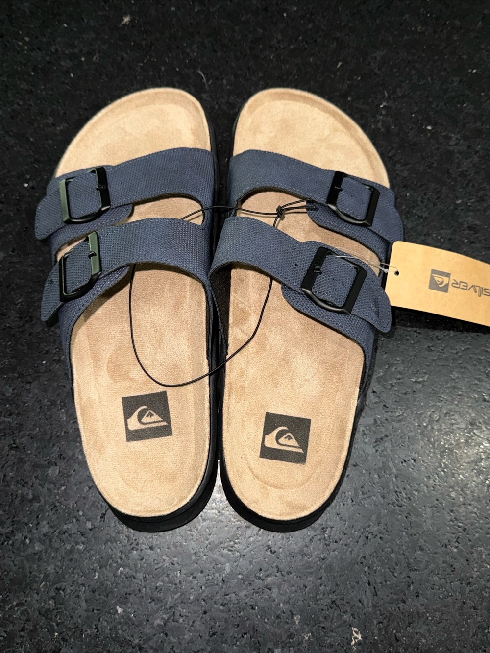 NEW Quiksilver Embark Deck Double Strap Navy  Dual-Buckle Slide Sandals Sz 9 - Picture 2 of 5